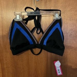 xhilaration mesh/ embroidered bikini top
